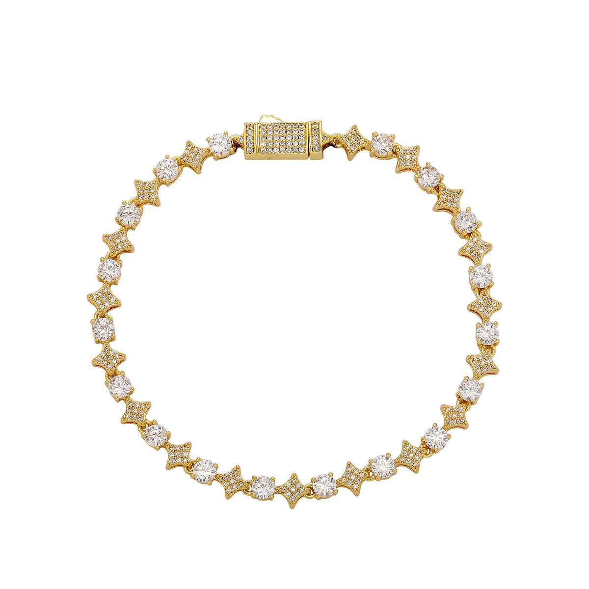 4MM Tennis Chain, 6MM Copper Zirconia Star Necklace, 8MM Starburst Bracelet Anklet, Factory