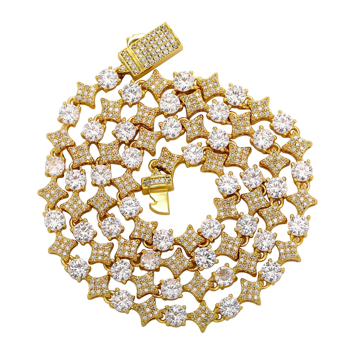 4MM Tennis Chain, 6MM Copper Zirconia Star Necklace, 8MM Starburst Bracelet Anklet, Factory