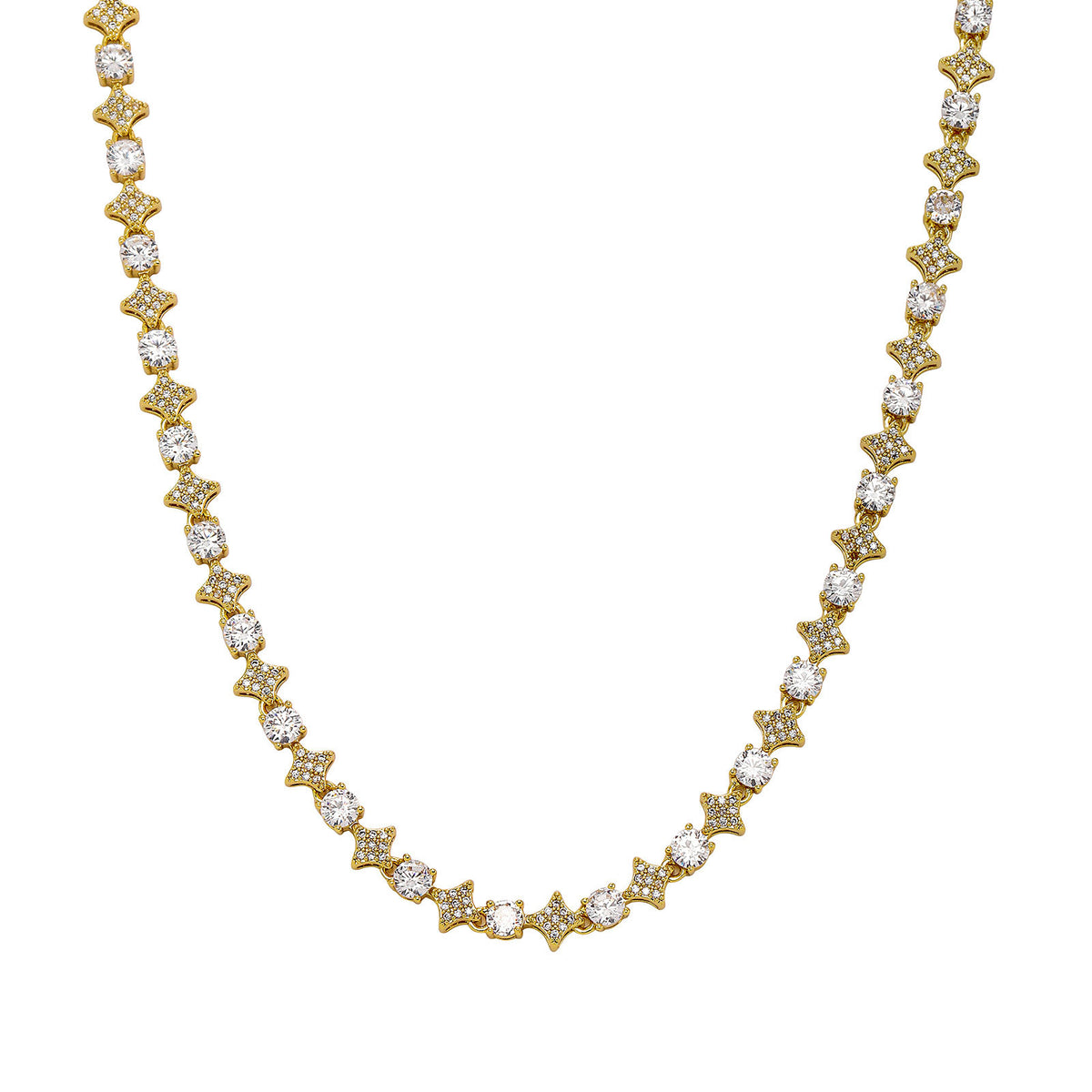 4MM Tennis Chain, 6MM Copper Zirconia Star Necklace, 8MM Starburst Bracelet Anklet, Factory
