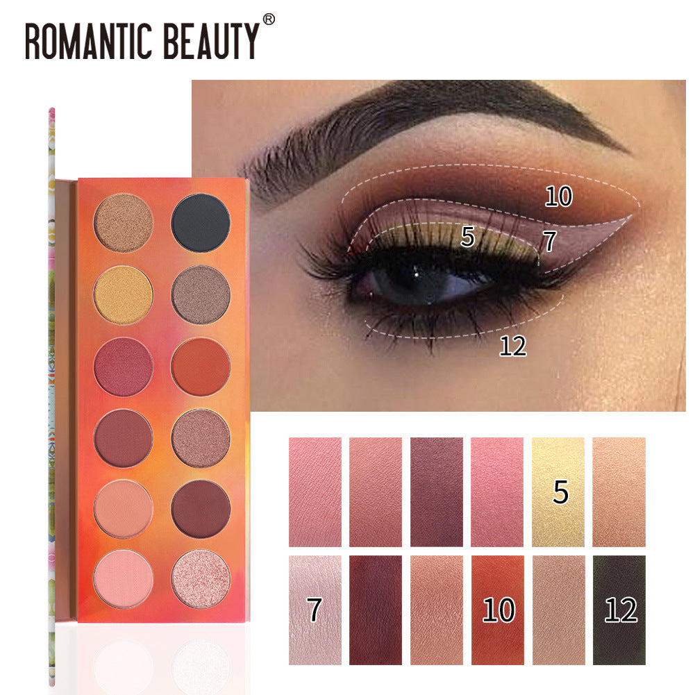 12 Color Dazzle Eye Shadow Plate Pearlescent Matte Finish Eye Shadow Makeup
