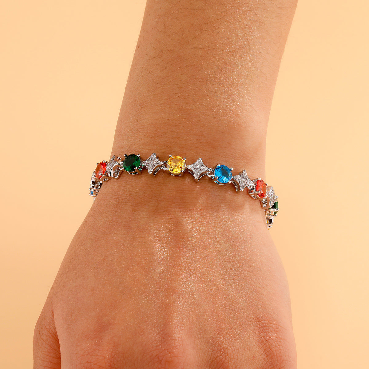 4MM Tennis Chain, 6MM Copper Zirconia Star Necklace, 8MM Starburst Bracelet Anklet, Factory