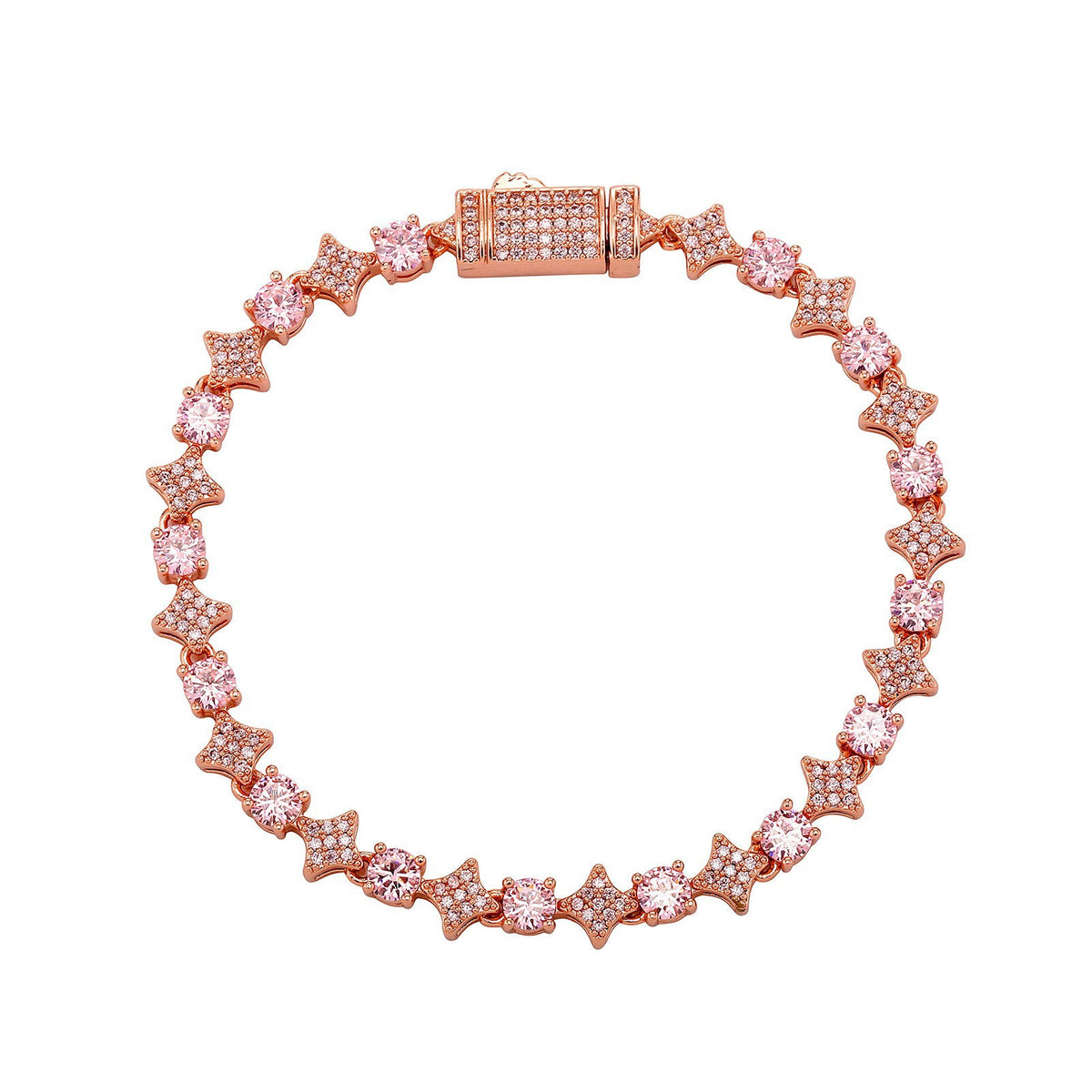 4MM Tennis Chain, 6MM Copper Zirconia Star Necklace, 8MM Starburst Bracelet Anklet, Factory