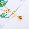 Initial Name Chain Necklace Beauty and the Beast Rose Flower  Love Gift