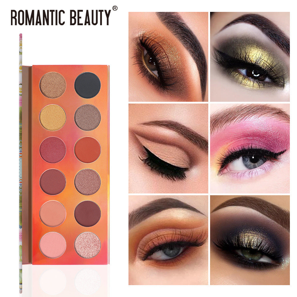12 Color Dazzle Eye Shadow Plate Pearlescent Matte Finish Eye Shadow Makeup