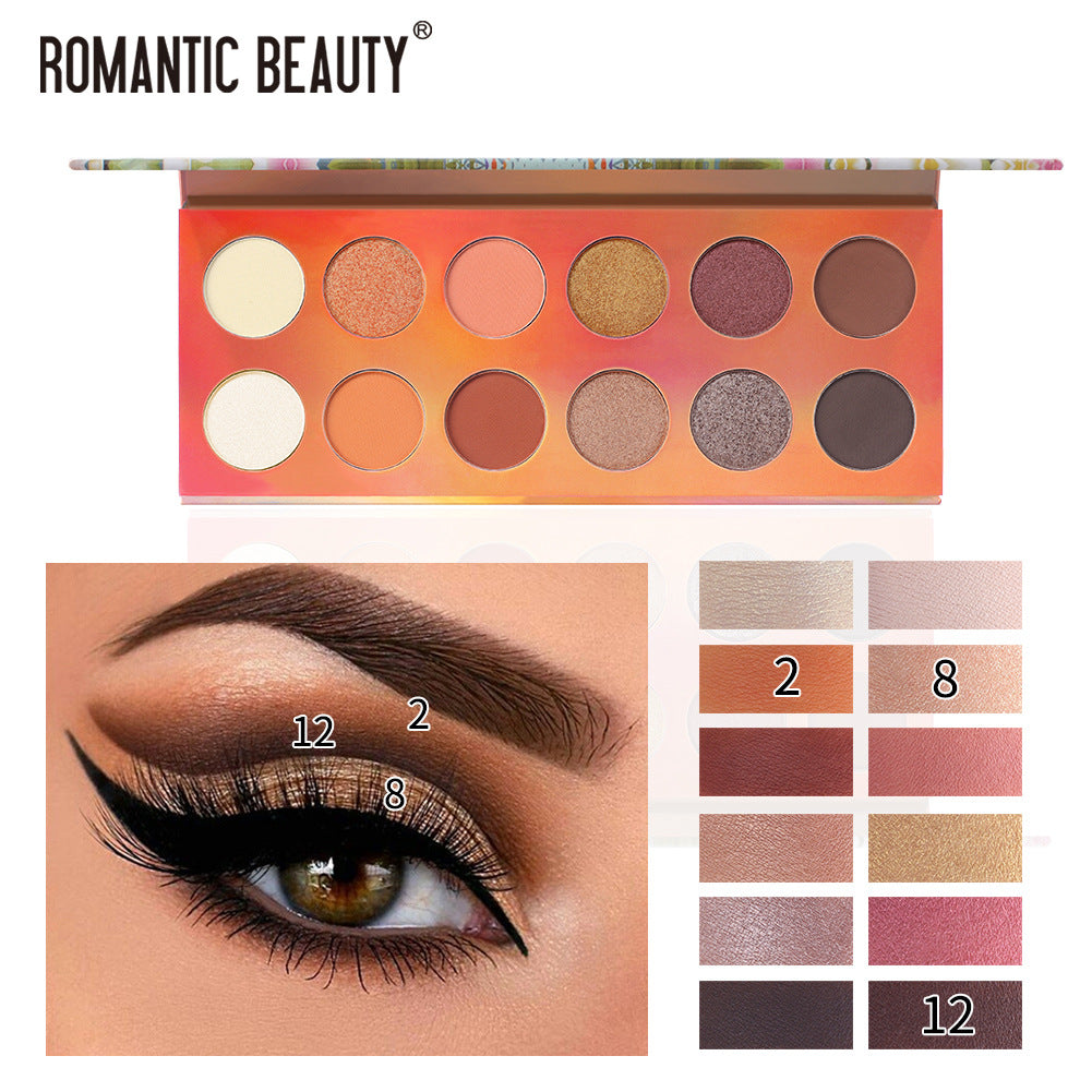 12 Color Dazzle Eye Shadow Plate Pearlescent Matte Finish Eye Shadow Makeup