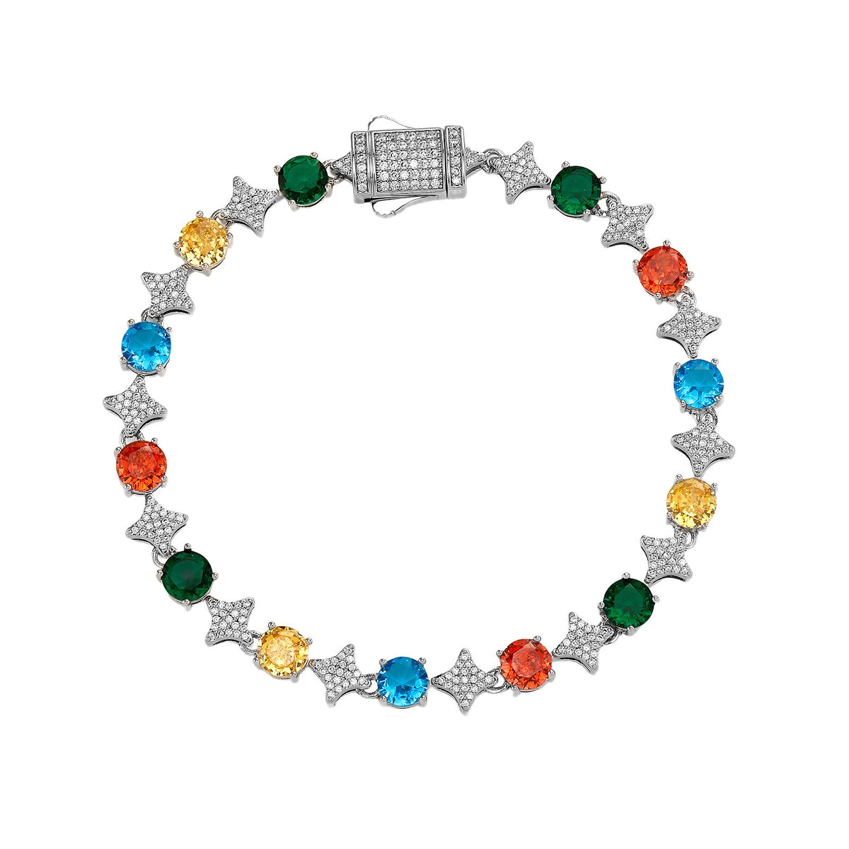 4MM Tennis Chain, 6MM Copper Zirconia Star Necklace, 8MM Starburst Bracelet Anklet, Factory