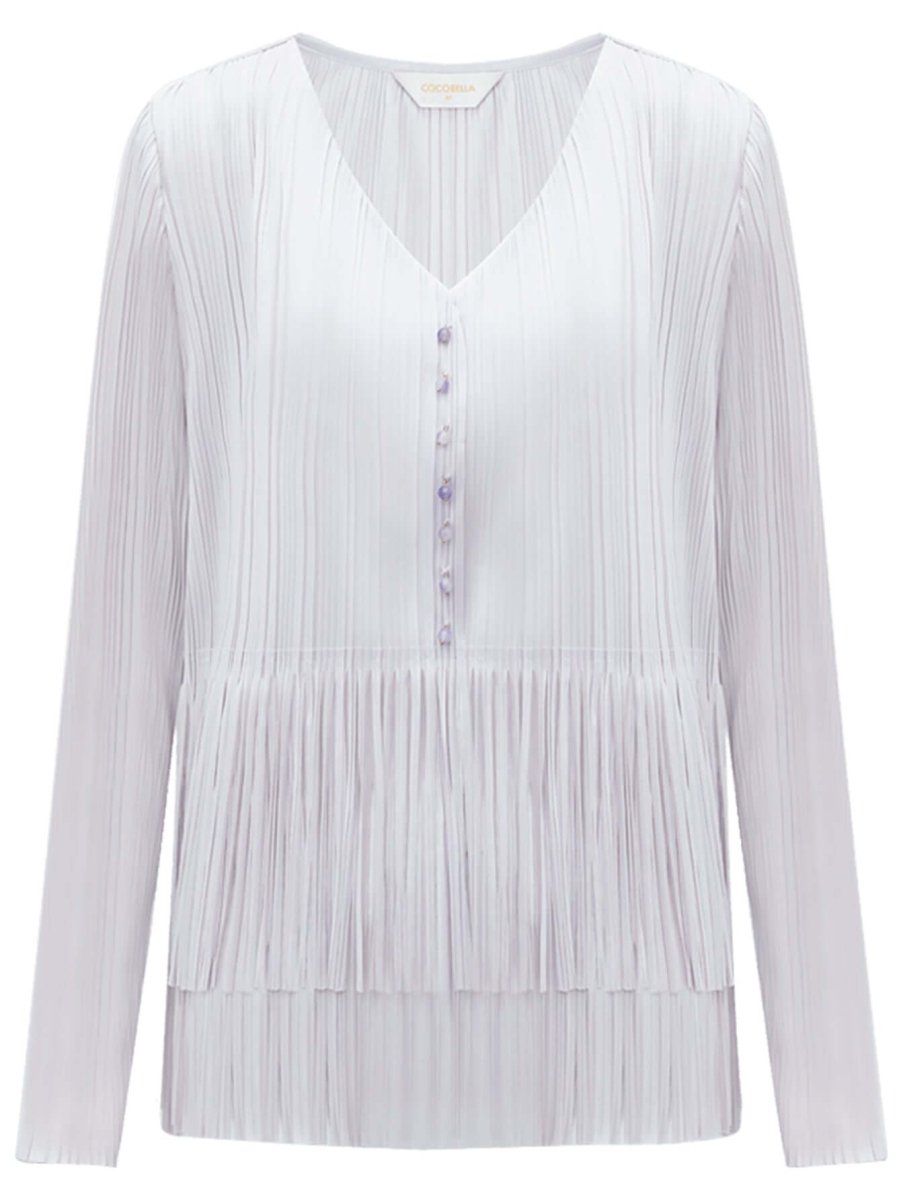 Dreamy Pleated Lilac Chiffon Shirt